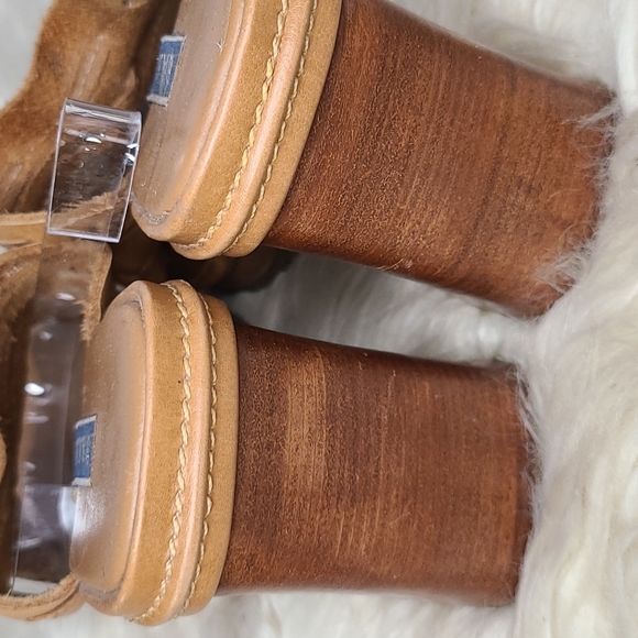 Vintage Bakers tan leather platform sandal 7.5 boho 70s style - Picture 2 of 8